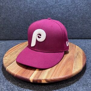 New Era 59FIFTY Philadelphia Phillies Maroon Fitted Hat 7 1/4 Cooperstown MLB